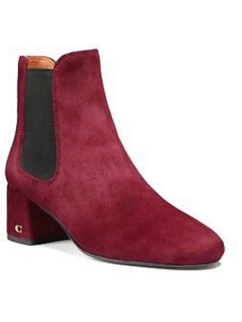 COACH | Ankle Slip On Suede Bootie Boots Shoes In Wine Burgundy Sz. 8